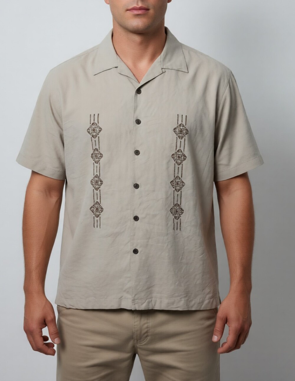 100% Silk Boca Classics Men's Short-Sleeve Button-Down Shirt
